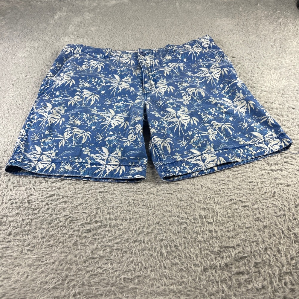 Aeropostale Mens Blue Tropical Palm Tree Print Cotton Shorts Size 38 Summer